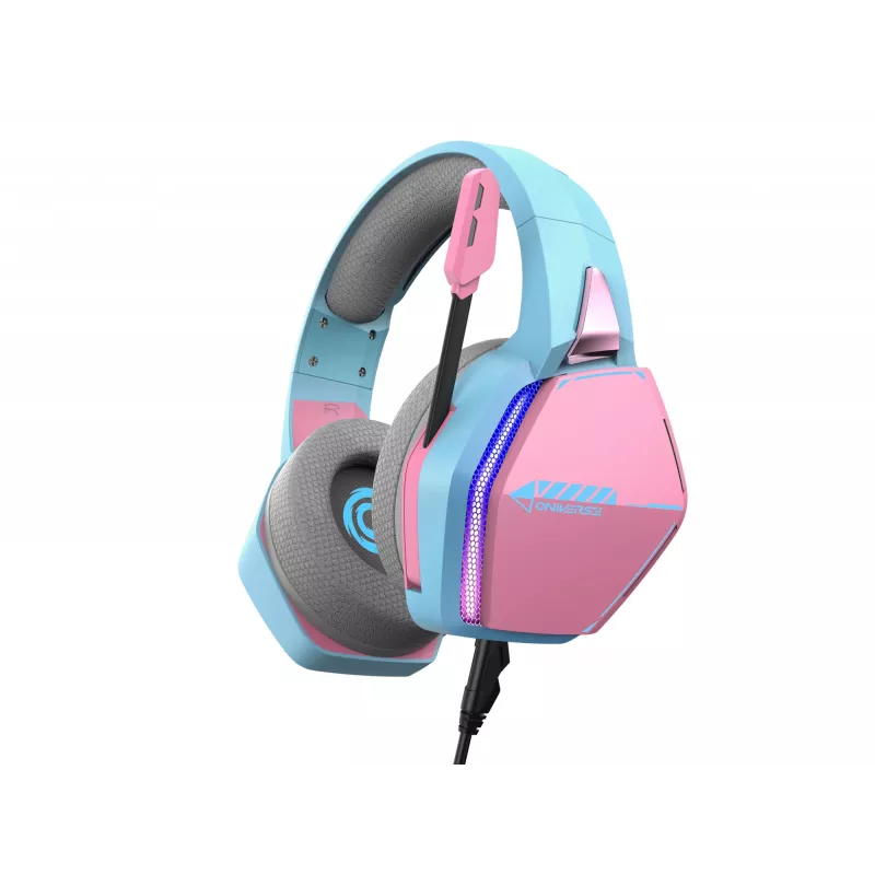 Oniverse Gaming náhlavná súprava Nebula – Diva Pink (multiplatforma), káblová, gaming, 20 – 20000 Hz, 356 g, náhlavná súprava, tyrkysová, ružová