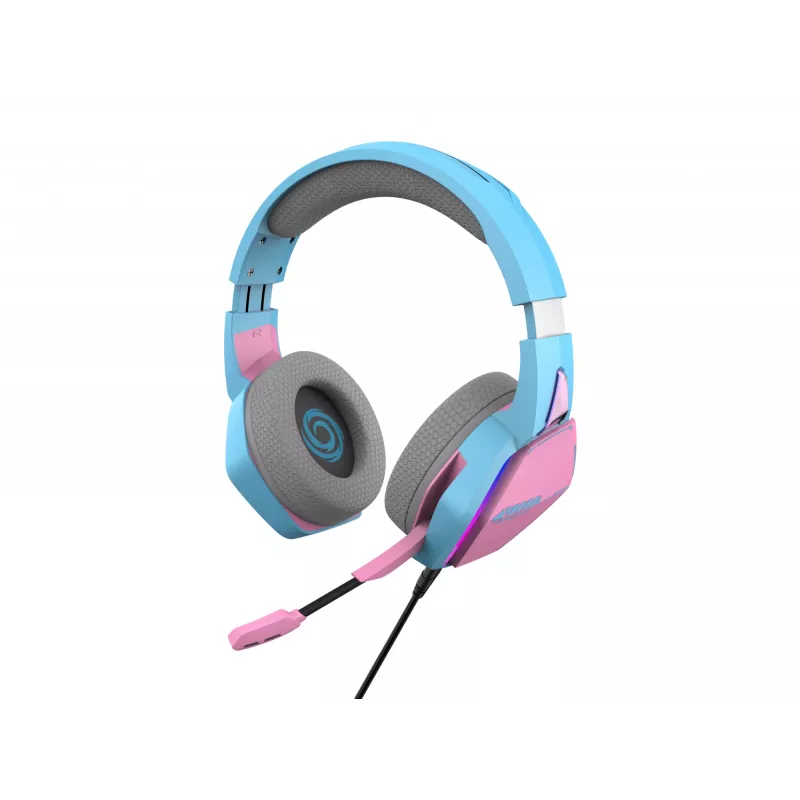 Oniverse Gaming náhlavná súprava Nebula – Diva Pink (multiplatforma), káblová, gaming, 20 – 20000 Hz, 356 g, náhlavná súprava, tyrkysová, ružová