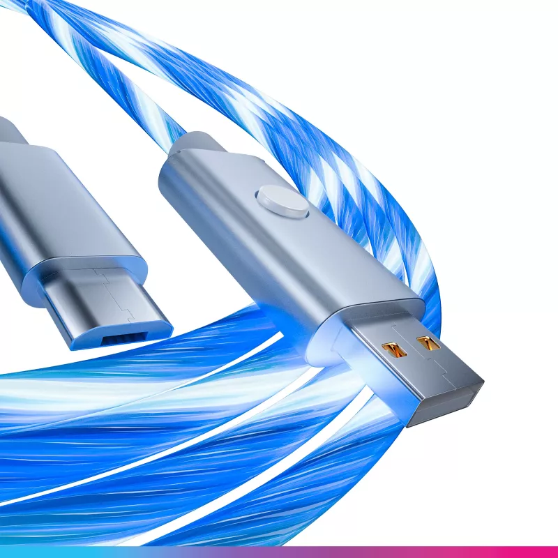 Oniverse Micro-USB nabíjací kábel s LED – 2 metre – biely (multiplatforma)