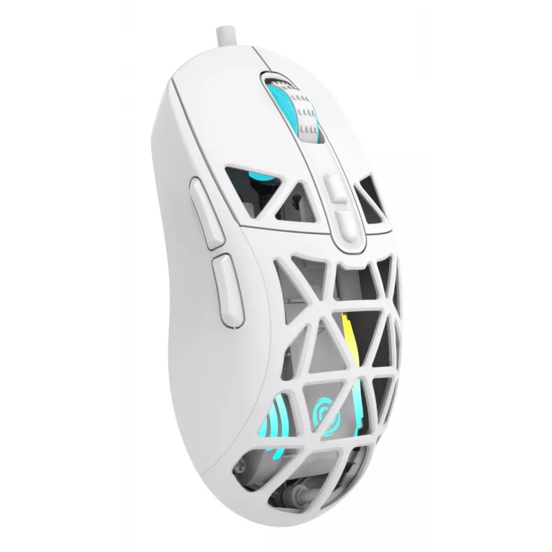 Oniverse - Káblová herná myš Kryo - Luxion White (PC), obojručná, optická, USB Type-A, 13800 DPI, biela