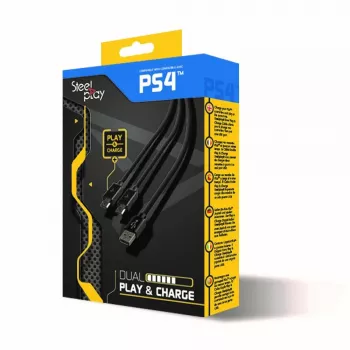 Steelplay Dual Play & Charge kábel pre ovládač – čierny (PS4)