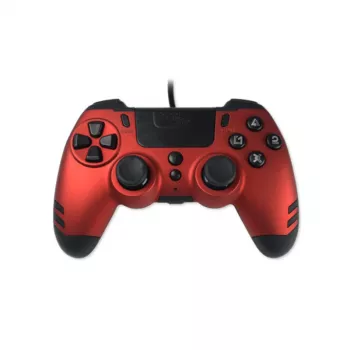 Lexip Metaltech – káblový ovládač – rubínovo červený (Multi), gamepad, PC, PlayStation 4, D-Pad, tlačidlo Home, tlačidlo Options, tlačidlo Share, analógový/digitálny, viacfarebný, káblový