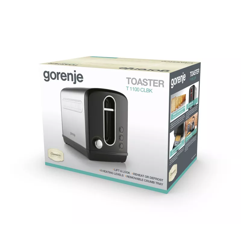 Gorenje T1100CLBK 6 2 plátky 1100 W čierny