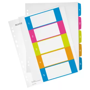 Leitz Indexy Printable PP A4+ 1-5 WOW, číselný register, polypropylén (PP), A4 Maxi, 245 mm, 305 mm