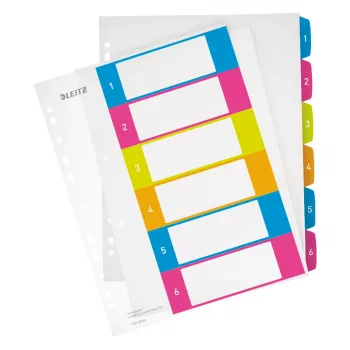 Leitz Indexy Printable PP A4+ 1-6 WOW, číselný register, polypropylén (PP), viacfarebný, na výšku, A4 Maxi, 0,3 mm