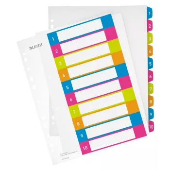 Leitz Indexy Printable PP A4+ 1-10 WOW, číselný register, polypropylén (PP), viacfarebný, na šírku, A4 Maxi, 245 mm