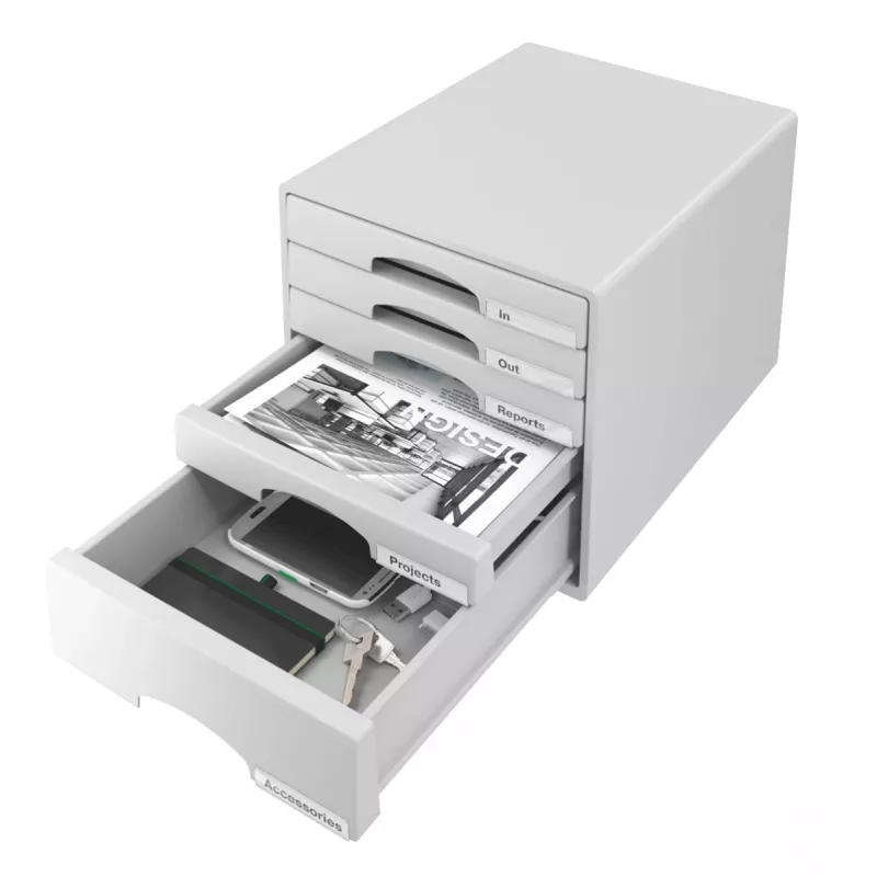 Leitz Drawer cabinet Plus 5-drawer, 5 zásuviek, plast, sivá, 287 x 363 x 270 mm