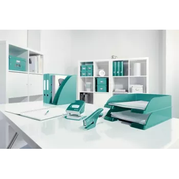 Leitz WOW zošívačka, 15 listov, tyrkysová, P2, č. 10, 80 g/m², 4,95 cm, zadná