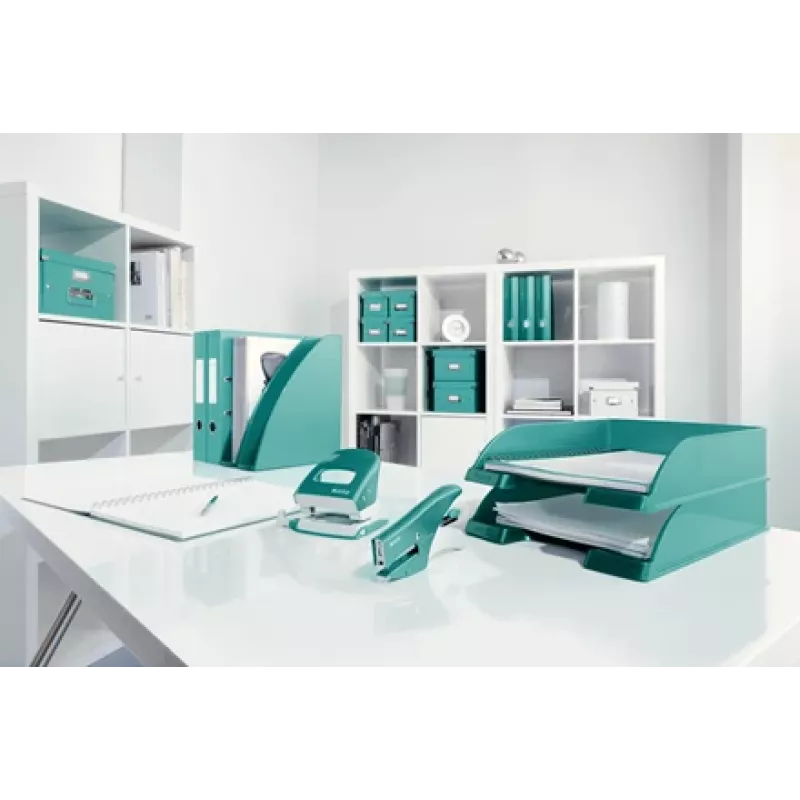 Leitz WOW zošívačka, 15 listov, tyrkysová, P2, č. 10, 80 g/m², 4,95 cm, zadná