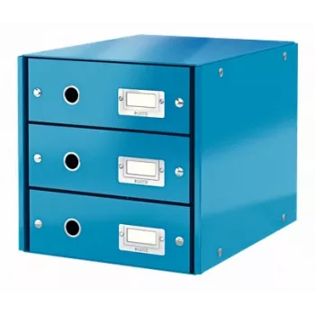 Leitz Click & Store WOW zásuvkový box (3 zásuvky), modrá, kartón, 2,21 kg