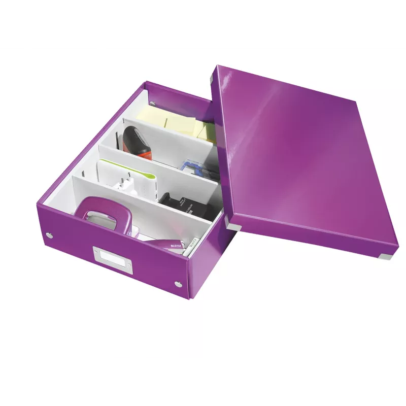 Leitz Click & Store WOW stredná organizačná krabica, fialová, kartón, 880 g