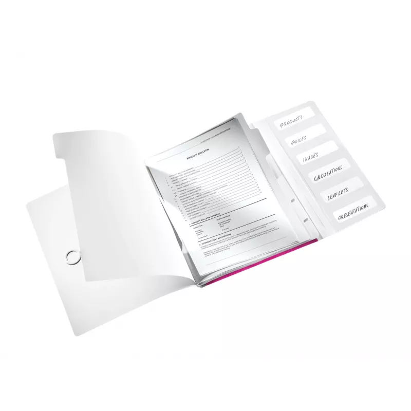 Leitz WOW PP krúžkový zošit so 6 tabmi, A4, polypropylén (PP), metalická, ružová, 200 listov, 260 mm, 17 mm