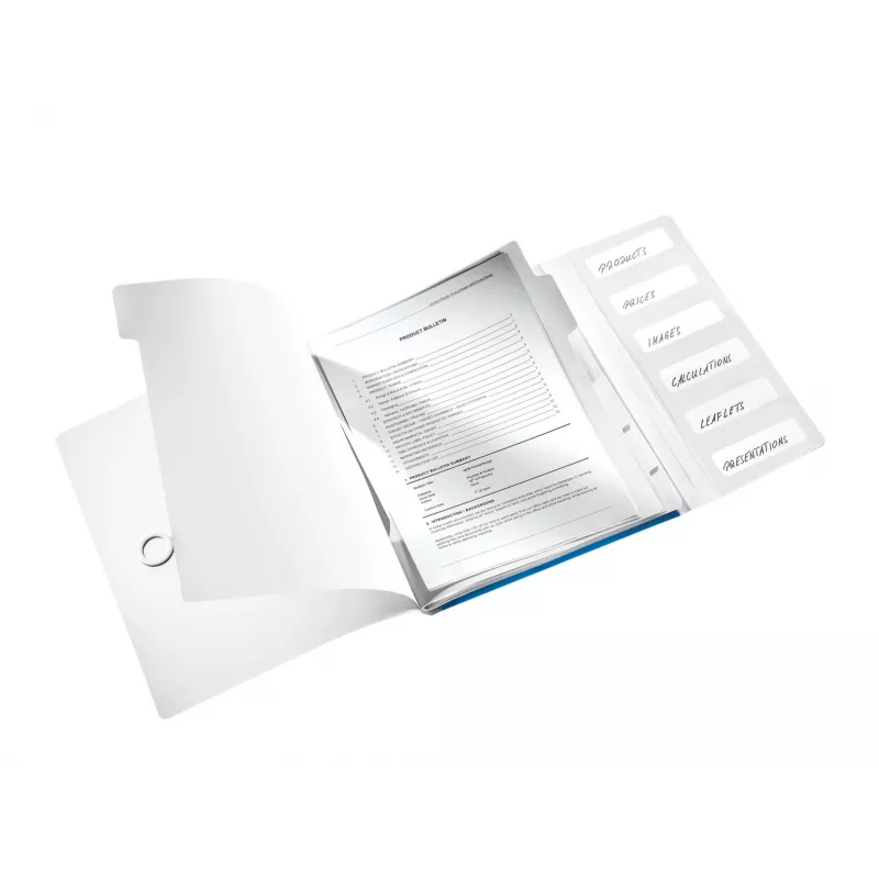 Leitz WOW PP kniha s oddeľovačmi, 6 tabov, A4, polypropylén (PP), modrá, metalická, 200 listov, 260 mm, 17 mm