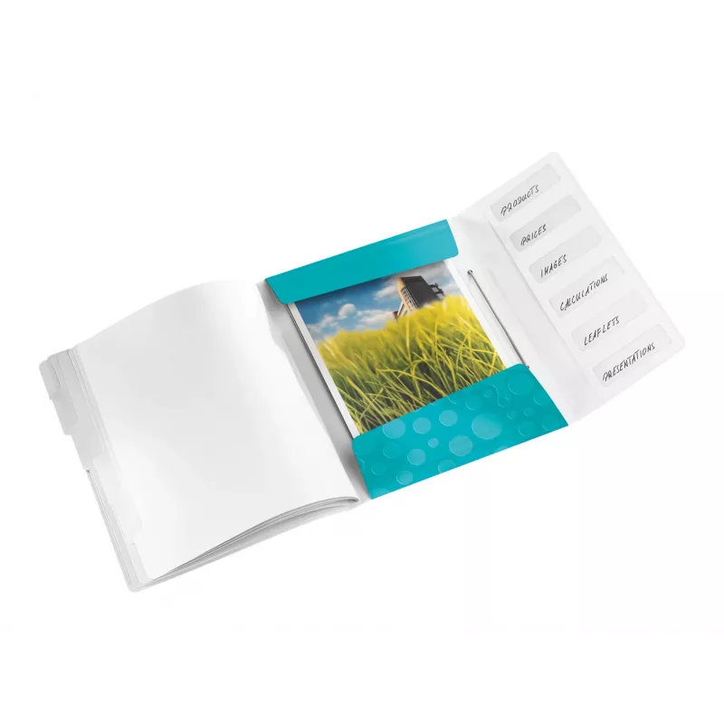 Leitz WOW PP kniha s registrami, 6-dielna, A4, polypropylén (PP), modrá, metalická, 200 listov, 260 mm, 17 mm