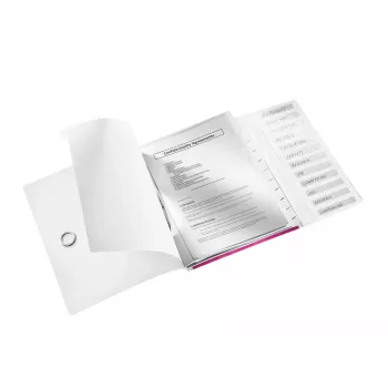 Leitz WOW kniha s oddeľovačmi z PP, 12 tabov, A4, polypropylén (PP), metalická, ružová, 200 listov, 265 mm, 17 mm