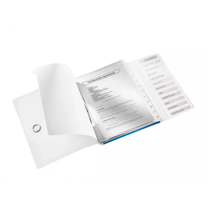 Leitz kniha s registrami WOW PP 12 tabov, A4, polypropylén (PP), modrá, metalická, 200 listov, 265 mm, 17 mm