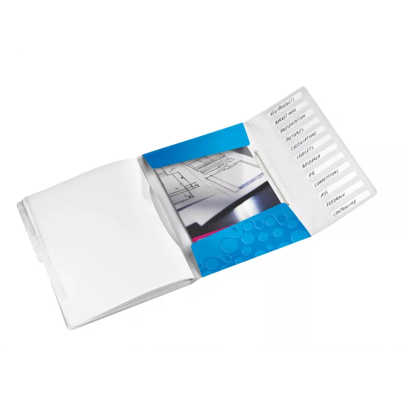 Leitz kniha s registrami WOW PP 12 tabov, A4, polypropylén (PP), modrá, metalická, 200 listov, 265 mm, 17 mm