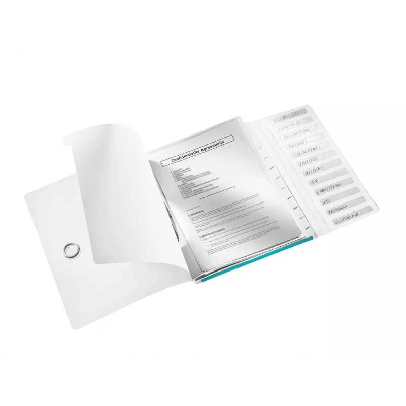 Leitz WOW kniha s oddeľovačmi z PP, 12 tabov, A4, polypropylén (PP), modrá, metalická, 200 listov, 265 mm, 17 mm