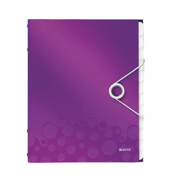 Leitz kniha s oddeľovačmi WOW PP 12 tabov, A4, polypropylén (PP), metalická, fialová, 200 listov, 265 mm, 17 mm