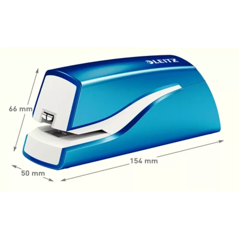 Leitz NeXXt Heftgerät na batérie WOW 5566, 10 listov, 1 cm, plast, modrá, biela, batéria, 50 mm