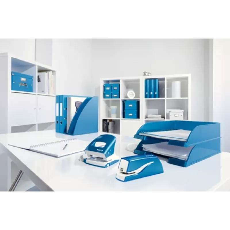 Leitz NeXXt Heftgerät na batérie WOW 5566, 10 listov, 1 cm, plast, modrá, biela, batéria, 50 mm