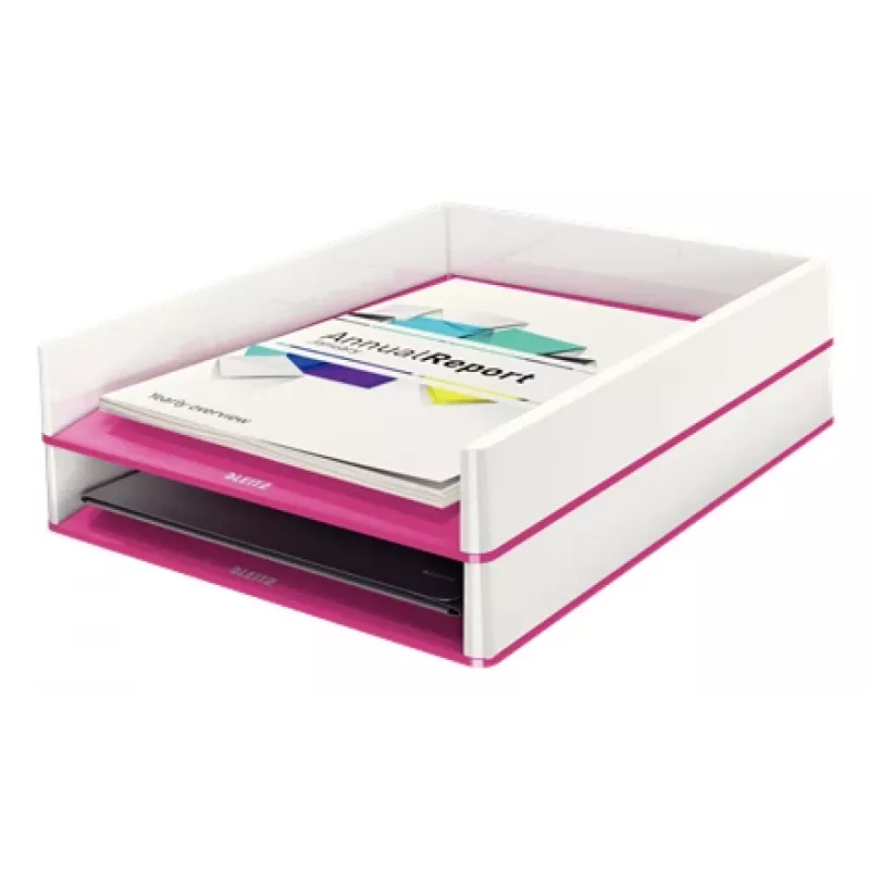 Leitz podnos na dokumenty WOW Dual Colour, plast, metalická, ružová, A4, 267 mm, 336 mm, 49 mm