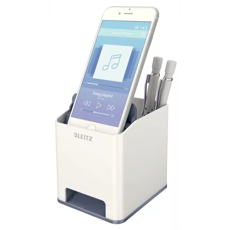 Leitz stojan na perá Sound Pen Holder WOW, biely, polystyrén, 90 mm, 101 mm, 100 mm, 140 g