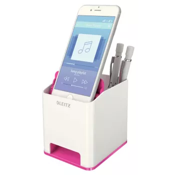 Leitz stojan na perá Sound Pen Holder WOW, ružový, biely, polystyrén, 90 mm, 101 mm, 100 mm, 140 g