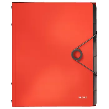 Leitz zakladač s registrom Solid 6 tabov, zakladač s chlopňou, A4, polypropylén (PP), červená, 200 listov, 80 g/m²