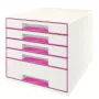 Leitz Schubladenschrank WOW Cube 5 zásuviek, 5 zásuviek, plast, ružová, biela, 1 ks, 270 mm, 287 mm