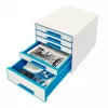 Leitz Drawer Cabinet WOW Cube 5 zásuviek, 5 zásuviek, plast, modrá, biela, 1 kus, 287 mm, 270 mm
