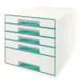 Leitz WOW Cube Schubladenschrank s 5 zásuvkami, 5 zásuviek, plast, tyrkysová, biela, 1 ks, 287 mm, 270 mm