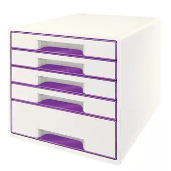 Leitz Drawer Cabinet WOW Cube 5 zásuviek, 5 zásuviek, plast, fialová, biela, 1 ks, 287 mm, 270 mm