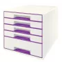 Leitz Drawer Cabinet WOW Cube 5 zásuviek, 5 zásuviek, plast, fialová, biela, 1 ks, 287 mm, 270 mm