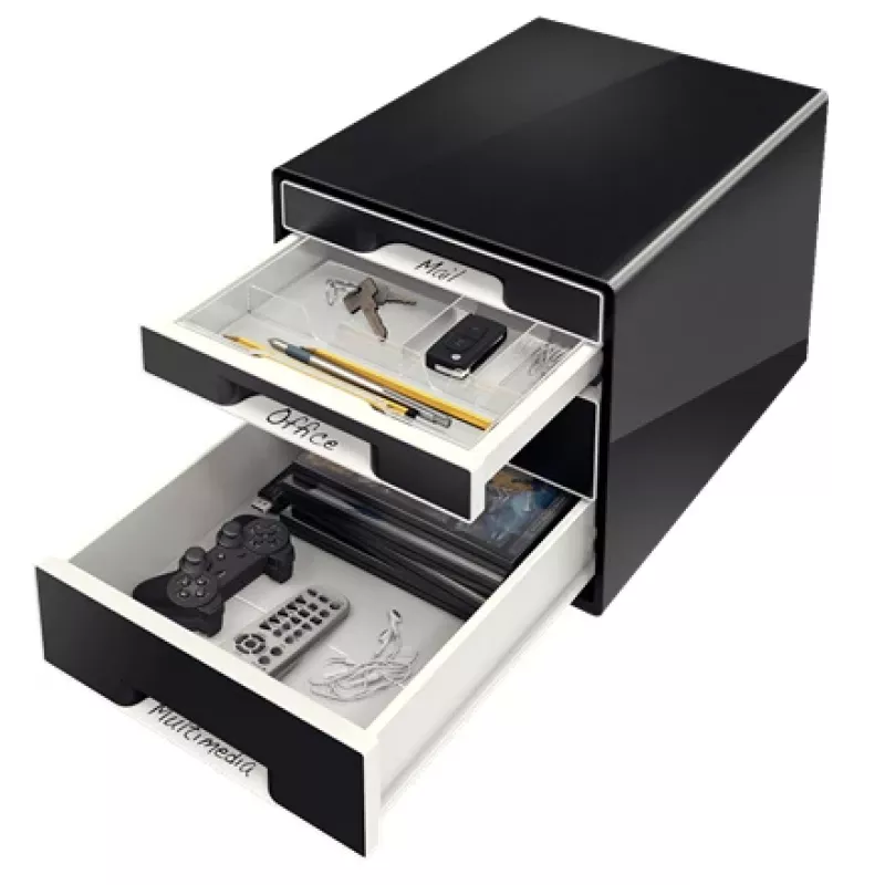 Leitz Desk Cube 4 zásuvky, 4 zásuvky, plast, čierna, 1 ks, 270 mm, 287 mm