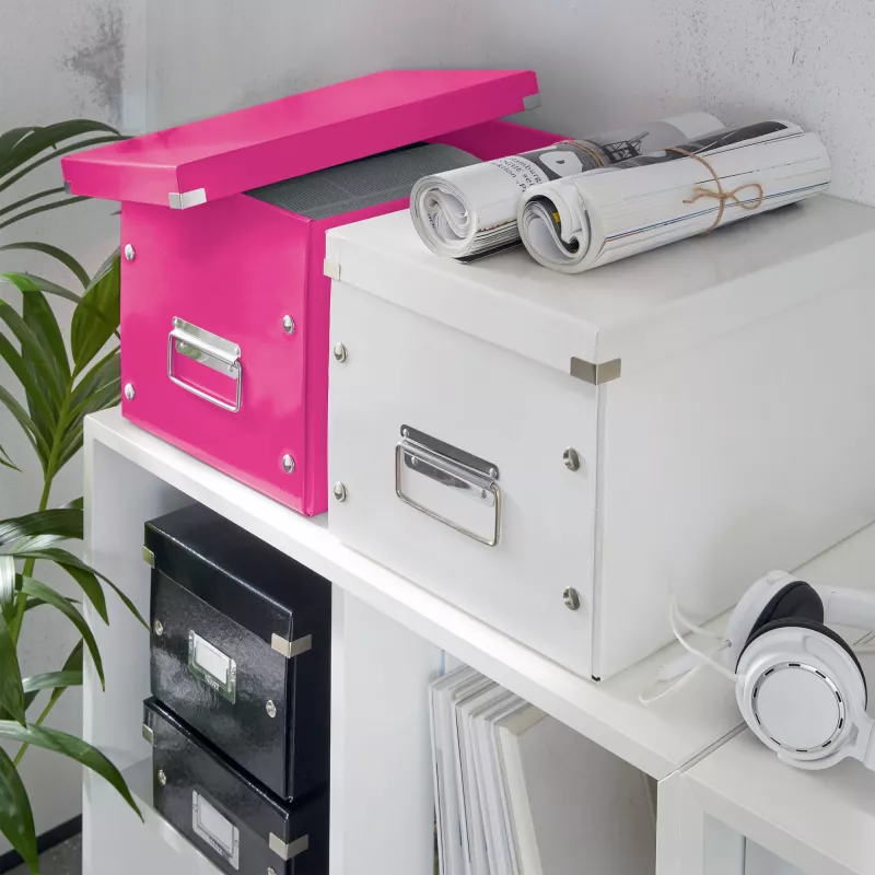Leitz Box Click & Store WOW Cube Large úložná krabica, fuchsia, kartón, 320 mm, 360 mm, 310 mm