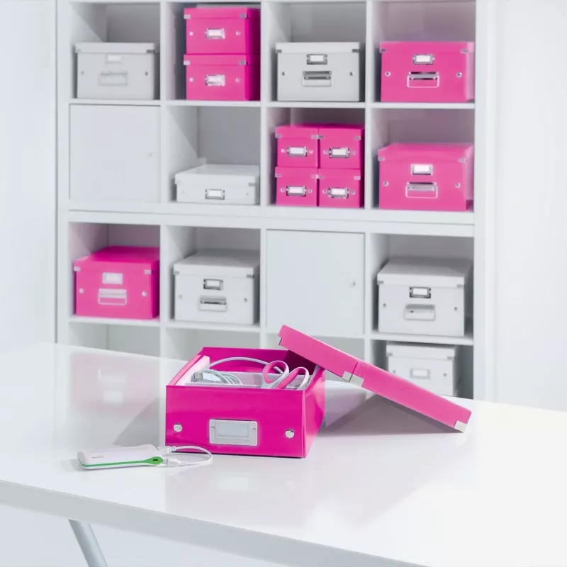 Leitz Box Click & Store WOW Cube Large úložná krabica, fuchsia, kartón, 320 mm, 360 mm, 310 mm