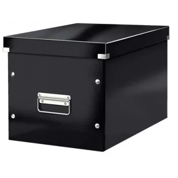 Leitz Box Click & Store WOW Cube veľká úložná krabica, úložná krabica, čierna, obdĺžniková, kartón, monochromatická, interiérová