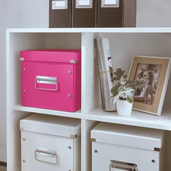 Leitz úložná krabica Click & Store WOW Cube Medium, fuchsia, kartón, 260 mm, 260 mm, 240 mm