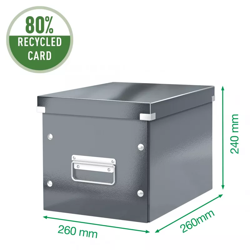 Leitz úložná krabica Click & Store WOW Cube Medium, fuchsia, kartón, 260 mm, 260 mm, 240 mm