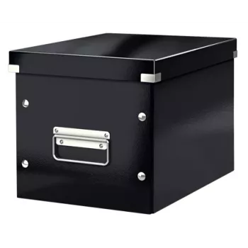 Leitz Click & Store WOW Cube Medium Storage Box, úložná krabica, čierna, obdĺžniková, kartón, monochromatická, interiérová