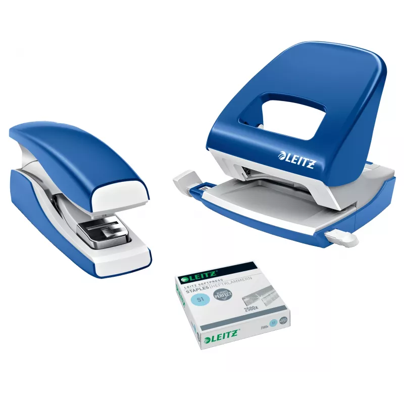 Leitz Stapler Softpress flat Clinch 30 listov, 30 listov, modrá, flat Clinch, Leitz Softpress sponky, plast, 80 g/m²