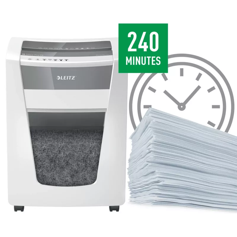 Leitz IQ Office Pro skartovačka P5, mikrostrih, 23 cm, 2 x 15 mm, 30 l, 300 listov, 55 dB