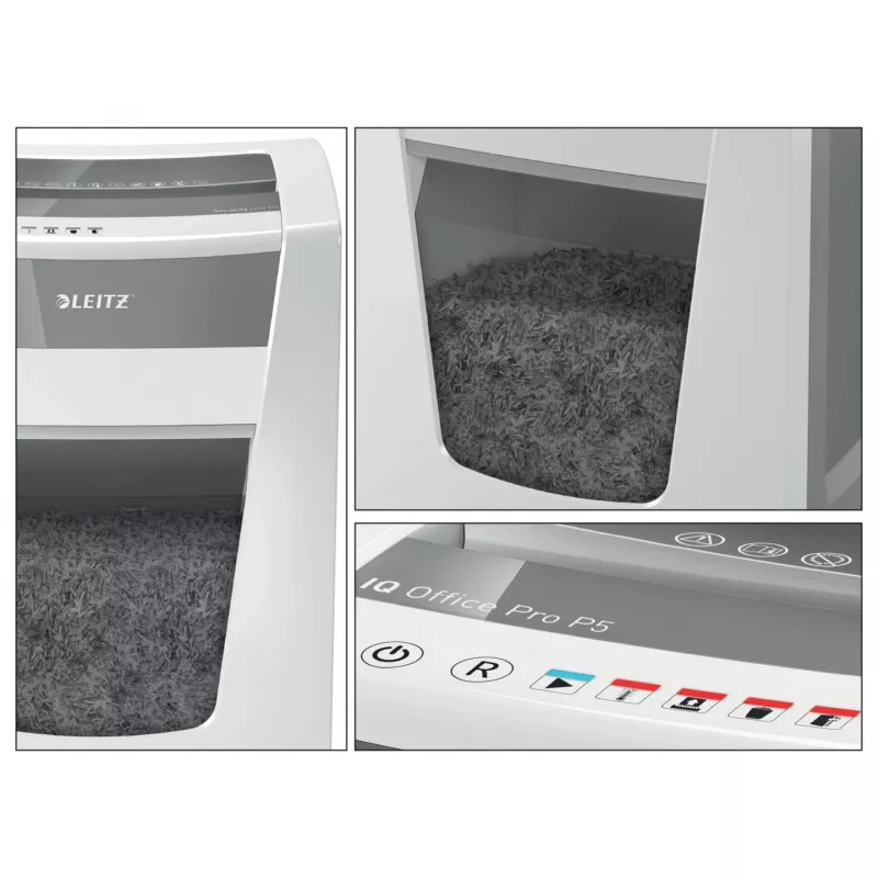 Leitz IQ Office Pro skartovačka P5, mikrostrih, 23 cm, 2 x 15 mm, 30 l, 300 listov, 55 dB