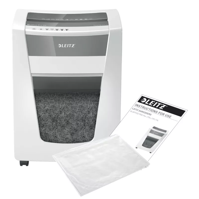 Leitz IQ Office Pro skartovačka P5, mikrostrih, 23 cm, 2 x 15 mm, 30 l, 300 listov, 55 dB