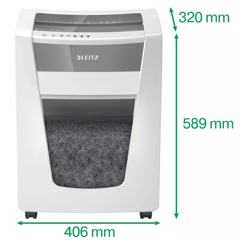 Leitz IQ Office Pro skartovačka P4, krížový strih, 23 cm, 4 x 40 mm, 30 l, 275 listov, 55 dB