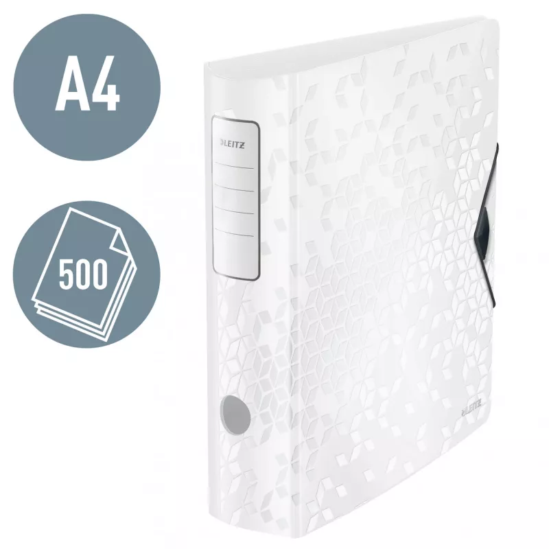 Leitz zakladač Active PP WOW A4/80 mm, A4, D-krúžok, na ukladanie, polyfoam, biela, 500 listov