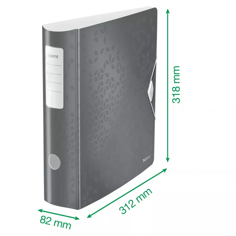 Leitz zakladač Active PP WOW A4/80 mm, A4, D-krúžok, na ukladanie, polyfoam, čierna, 500 listov
