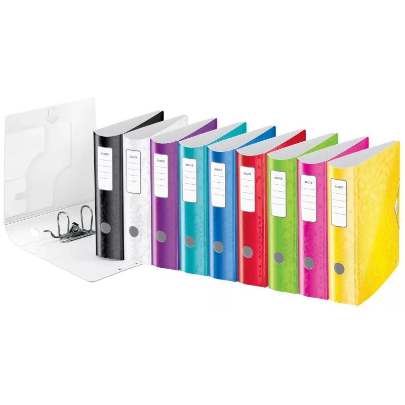 Leitz zakladač Active PP WOW A4/80 mm, A4, D-krúžok, na ukladanie, polyfoam, čierna, 500 listov