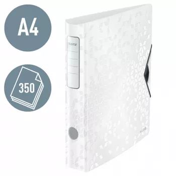 Leitz zakladač Active PP WOW A4/65 mm, A4, D-krúžok, na ukladanie, polyfoam, biela, 350 listov